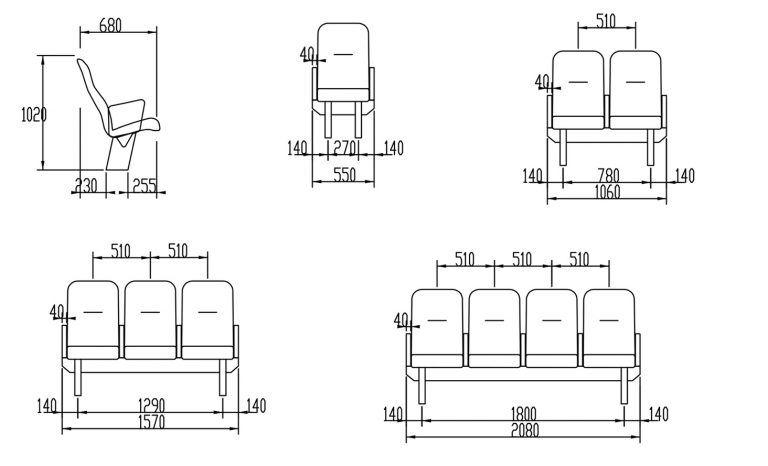 tra-02 ferry seats drawing